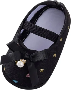 Baby Walking Shoes, Infant Baby Boys Girls Soft Sole Shoes Hanging Pearl Cute Bow Princess Shoes 0-9 Months