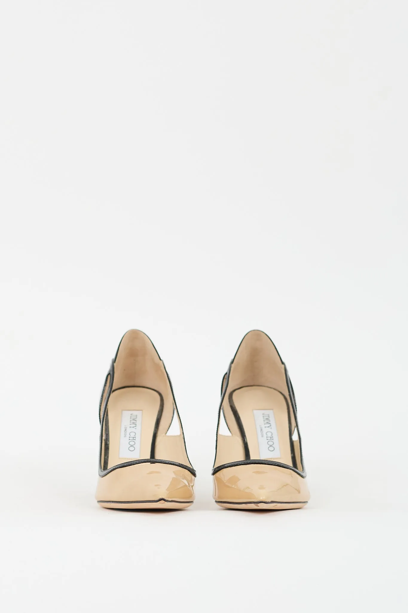 Beige & Black Patent Leather Pump