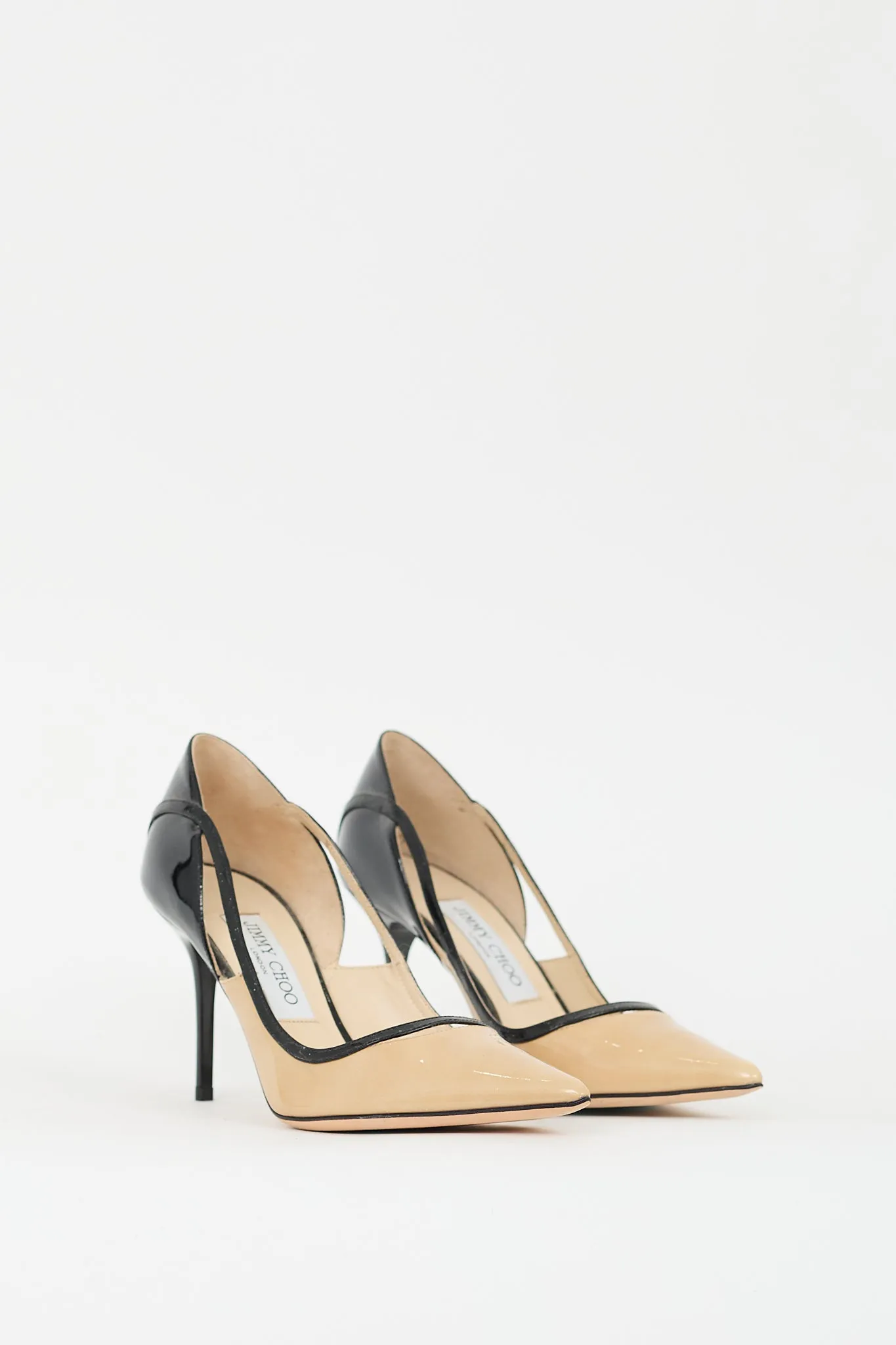 Beige & Black Patent Leather Pump
