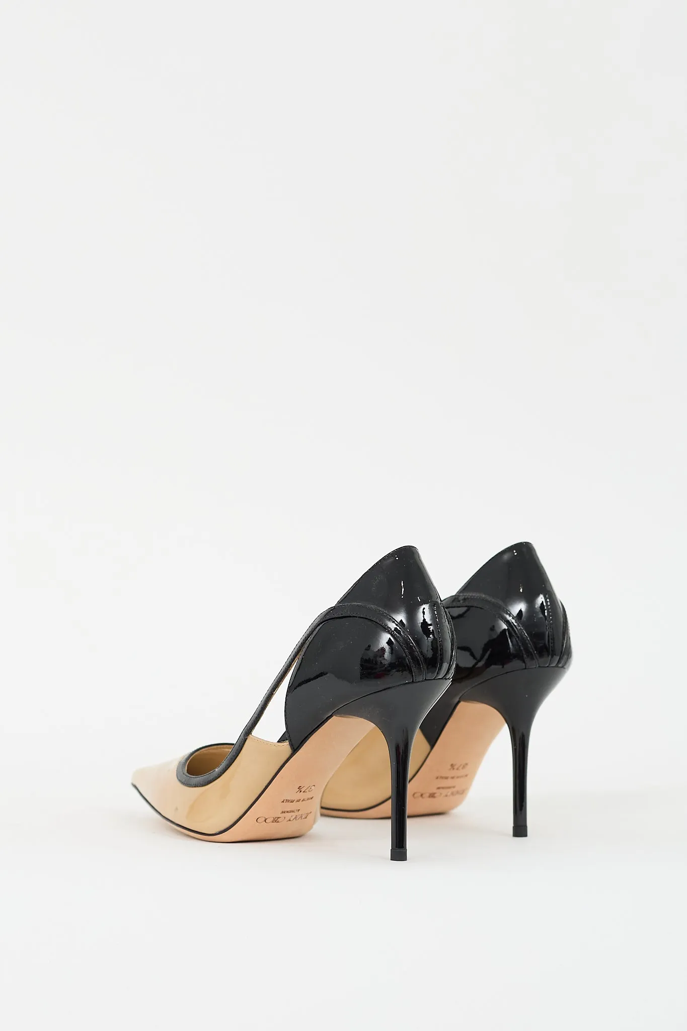 Beige & Black Patent Leather Pump