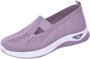 Cathalem Women's Slip on Sneakers Shoes Woven Orthopedic Breathable Soft Shoes Walking Diabetic Foam Shoes Hands Free Slip in