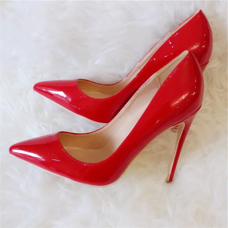 Classic Patent Pointed-Toe Stiletto Pumps for Women – High Heel Slip-On Shoes
