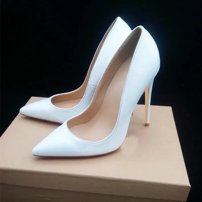 Classic Patent Pointed-Toe Stiletto Pumps for Women – High Heel Slip-On Shoes