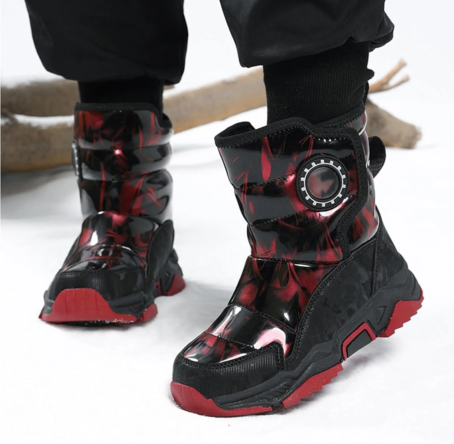 Fashion Winter Mid Calf Boots for Kids Platform Water-Proof Outdoor Warm Cozy Anti-Slip Winter Girly Boots for Girls