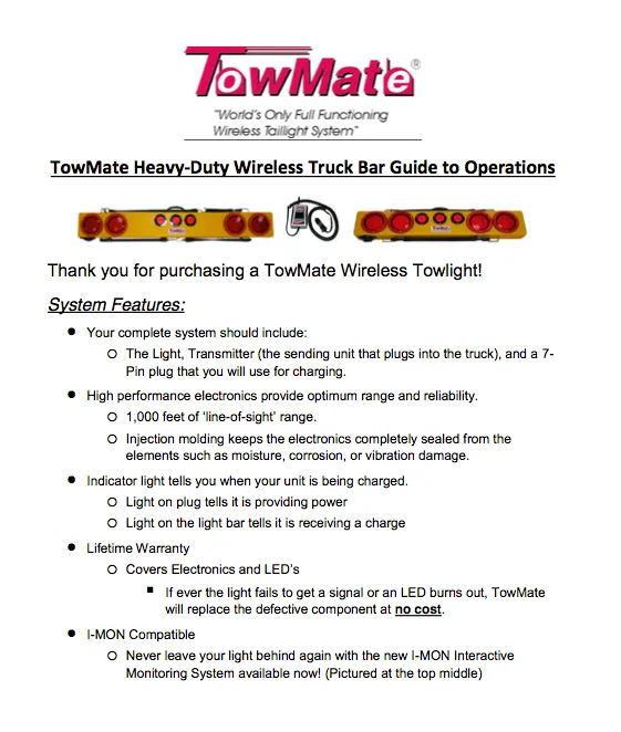 TM48 48" Heavy Duty Wireless Tow Light