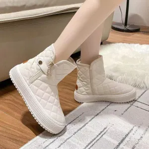 Winter Velvet Warm Snow Lattice Boots