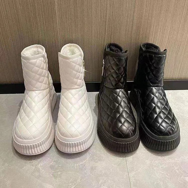 Winter Velvet Warm Snow Lattice Boots