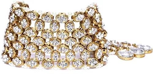 Yellow Chimes Bracelet for Women Gold Plated Studded Crystal Ethnic Adjustable Dangling Bracelet for Women & Girls